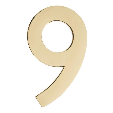 ARCHITECTURAL MAILBOXES Brass 5 inch Floating House Number Polished Brass 9 3585PB-9
